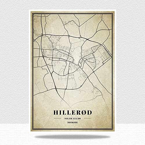 1000 Piece Puzzles For Adults,Denmark Hillerod Map Jigsaw, Retro City World Hardest Puzzle, Unusual Brain Challenge Puzzles For Children, Difficult Parent-Child Games, For Personalized Home Photo Wal