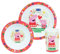 Fun House 006105 Peppa Pig-Set für Kinder mit 22 cm flachem Teller, 16 cm tiefem Teller und einem Glas 220 ml, Mehrfarbig, 3-teilig