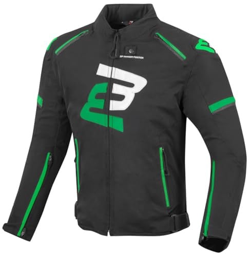 Bogotto Sparrow Wasserdichte Motorrad Textiljacke, schwarz/grün, L