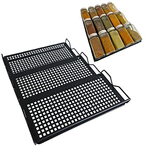 Schutzit - Étagère à Épices Pour Tiroir - Porte-Épices a cuisine Rangement - Inox Noir - Organisateur Epices