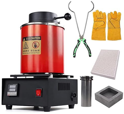 Four de fonte électrique numérique avec creuset en graphite pour fondre, argent, or, cuivre, aluminium, 220 V - 3 kg - 1400 W - 2000 F