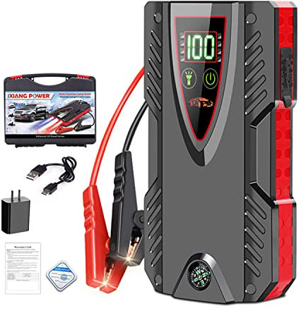 Démarreur de Saut de Voiture Portable 5000A Peak 99800mAH 12V Booster de Batterie Automatique d'urgence avec Écran LCD et Lumière LED