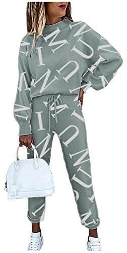 callmo Trainingsanzug Damen Set,Sportanzug Damen Fitnessanzug Trainingsanzug Langarm Crop Tops Booty Scrunch Leggings 2 Teiliges Set Yoga Anzug Freizeitanzug