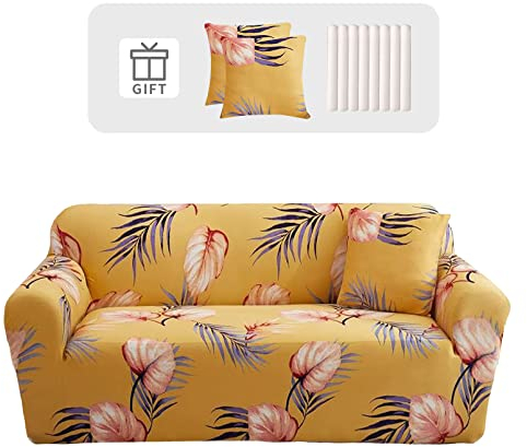 Lydevo Sofabezug 3 Sitzer Stretch Sofahusse Elastischer Sofabezug Spandex Sofa Überzug mit 2 Kissenbezug Anti-Rutsch Waschbar Sofa Protection Cover Schonbezug Couch,Warm und Angenehm