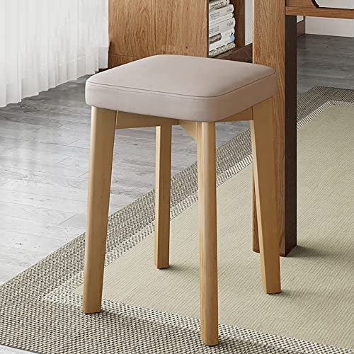 MDHP 18-Zoll-barhocker mit Thekenhöhe, Küchenhocker Aus Holz, Kleine Hocker Zum Sitzen, Stapelbare Hocker mit Weichem Kissen, Moderner Esszimmerhocker (31x31x45cm(12x12x18), Beige 1)