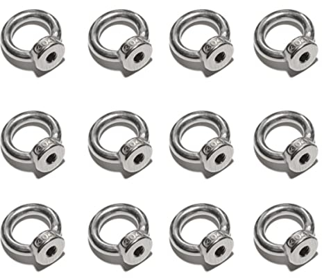 HOUSON 12 Stück M4 Ringmutter,304 Edelstahl Ösenmutter Ring RundeAugbolzen Ringbolzen Rostfrei für Rolle des Befestigens und Hängens(M4 Ringmutter)
