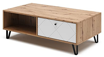 Vicco Table Basse Nizza, Chêne Artisan/Blanc, 110 x 60 cm