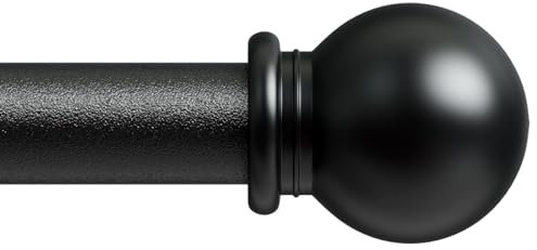gardinenstange schwarz 71-300 cm, wandmontage gardinenstangen set mit Halterungen, Dekorativ 16mm schwarz matt gardinenstange 3m lang