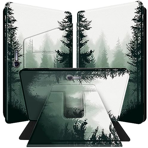 BPQOJB for Microsoft Surface Pro 7 Case 360 Degree Rotating PU Leather Smart Cover with Adjustable Stand & Auto Wake/Sleep Tablet Case for Surface Pro 7 Plus/6/5/4 12.3 inch - Forests