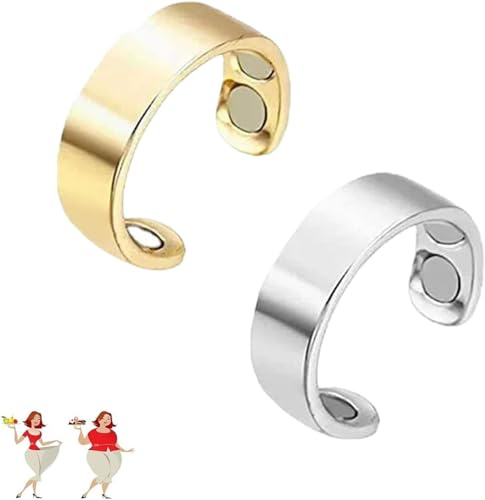 Olux-Ring – Olux-Ring 1. Generation, Olux-Magnetring, therapeutischer Lymphdrainage-Magnetring, Akupressur-Magnetring für Damen und Herren (Gold+silver)