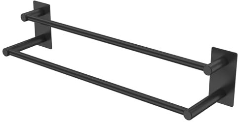 Porte Serviette Salle de Bain sans Percage, Porte Serviette Collant de Salle de Bain, Porte-Serviettes en Acier Inoxydable Brossé 304, Adapté à La Salle de Bain et à Lla Cuisine (40CM, Noir)