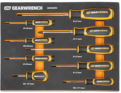 GEARWRENCH 9 Piece Phillips Dual Material Screwdriver Set in Foam Storage Tray - GWMSSCRPH