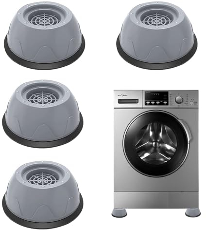 Wekuw 4 Piezas Soporte Lavadora Secadora (Grande) Eletrodomésticos Goma Lavadora Antivibración Lavadora Secador Anti-Caminar, Almohadilla Estabilizadora de Pies de Soporte para Electrodomésticos