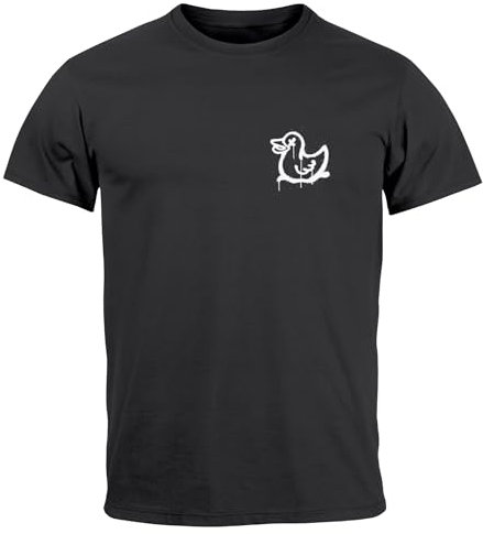 Neverless® Herren T-Shirt Drippy Duck Ente Graffiti Style Printshirt Fashion Streetstyle anthrazit 3XL