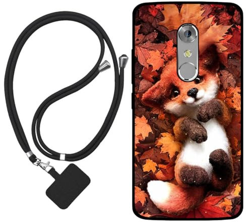 Sunrive Hülle Kompatibel mit ZTE Axon 7 Case,matt Handyhülle Schutzhülle Etui Karikatur Muster TPU Backcover (Ahornblattfuchs) +1x Universale Handykette MEHRWEG