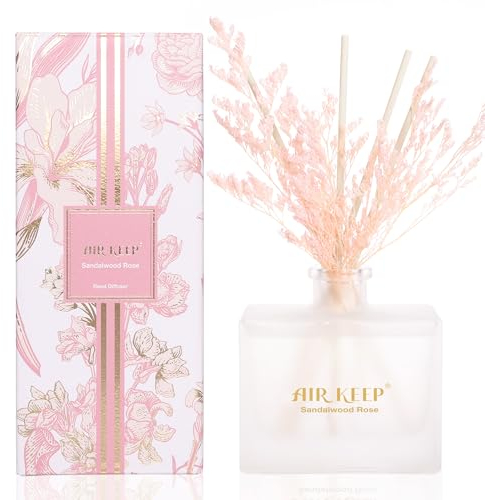 Airkeep Profumatore per Ambienti SANDALWOOD ROSE 170ml, Diffusore Profumo Ambiente Con 8 Bastoncini di Fragranza, Diffusore Di Fragranze per Bagno, Appartamento, Decorazione Della Casa
