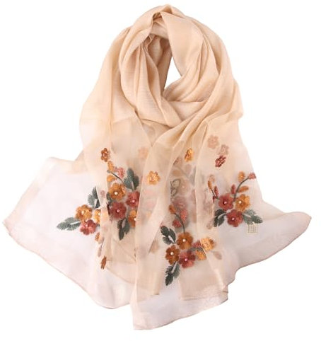 Sawekin Damen Schal Stola Halstuch Sommerschals Farbverlauf Für Abendkleid Hochzeit Seidenschal/Baumwolle Schal 195 * 88cm (U-Khaki)