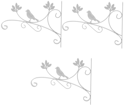 BESPORTBLE 3st Wandhalterung Aus Schmiedeeisen Vogelhäuschen Für Draußen Haken Zum Aufhängen Wandleuchte Pflanzenständer Kleiderbügel Pflanzenhalterungen Weiß Wandhaken Blumentopf