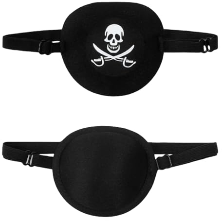 ZOKJSW 2 pcs Patchs oculaires réglables pour Adultes et Enfants Cache œil médical réglable Cache œil de Pirate pour Yeux Gauche ou Droit amblyopie paresseuse et Cosplay