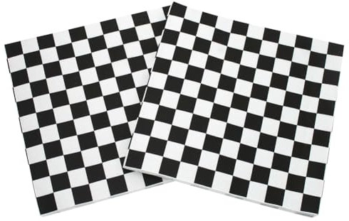 JIHUOO 80 Pcs Black and White Checkered Party Napkins Checkered Flag Dinner Napkins Racing Car Themed Napkins Decorative Square Paper Napkins