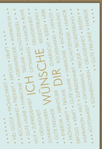 Grußkarte Ich wünsche dir - Glück, Gesundheit, Schutzengel, Gelassenheit - Inspirierende Wünsche für jeden Anlass, Hochwertige Klappkarte - mit Umschlag