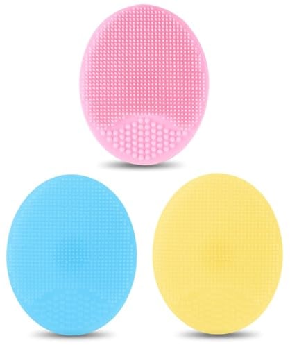 Silicone Face Massager Brush,3Pcs Facial Cleansing Brush Manual Facial Cleansing Brush Silicone Face Scrubber Face Exfoliator Pad for All Skin