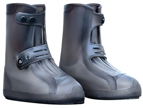 Cyrank Copriscarpe Riutilizzabili Impermeabili, Copriscarpe Antipioggia Stivali da Pioggia in Silicone Stivali da Pioggia Alti Addensati Uomini Adulti Donne Polpaccio Ampio Copriscarpe(XL （40-42）)