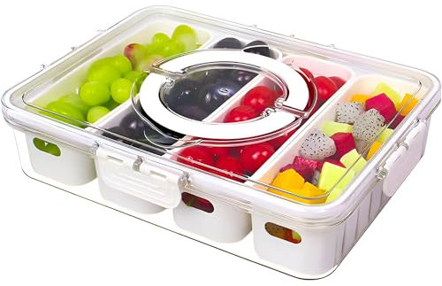 Fridge Storage Containers,Divided Serving Tray Organisers with Lids 4 Removable Colander,Fresh Salad Fruit Storage Containers for Fridge,Fruit Fridge Storage Containers for Salad,Vegetable,Berry,Food