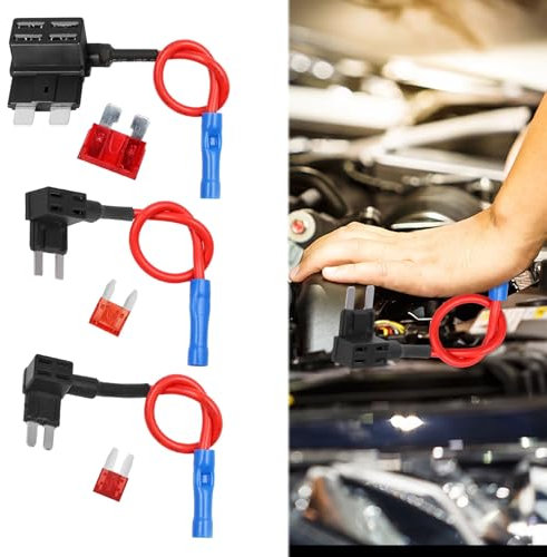 Fuse Tap, 6 Pcs 3 Types Piggy Back Connectors Set, Mini Adding A Circuit Adapter Kit for Trucks Cars Boats With 12V 24V Universal 10A Wire Harness