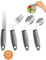 CuraVita Adaptives Besteckset (4-teilig) – 42° gewinkelt, 85 g gewichtetes Besteck bei Parkinson, Handzittern und Arthritis – ergonomische Esshilfen mit rutschfestem Griff (Linkshänder)