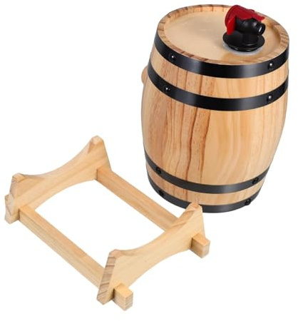 GLEAVI 1l Oak Whiskey Barrel Dispenser Small Wooden Beer Barrel Spigot Tap for Home Beer Aging and Wine Storage