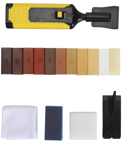 Laminat Reparaturset, Holz Parkett Reparaturset Möbelreparatur Wachs Set mit 11 Hartwachs Stangen in verschiedenen Farben Löcher, Risse, Dellen und Schäden in Wänden und Böden