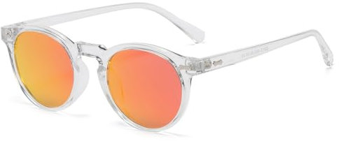 LJCZKA Lunette de Soleil Polarisée Ronde Homme Femme Vintage Rétro Lunettes de Soleil Femme Polarisées Protection UV400