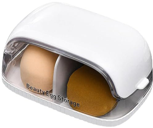 Kaxich Makeup Sponge Holder Beauty Blender Sponge Holder Organizer with Lid, Transparent Makeup Brush Holder Makeup Sponge Wet and Dry Storage Box for Vanity and Travel