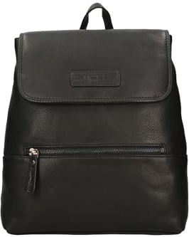 Hill Burry Herrenrucksack aus echtem Leder, hergestellt in Italien, 27 x 30 x 12 cm, ART-15257-HILB, Schwarz , 27x30x12