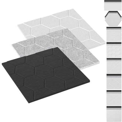 UISEBRT 3D Akustikpaneele Selbstklebend, Schallschutz Schallabsorber Wandpaneele Schalldämmung Wandverkleidung für ruhige Räume, Akustische Behandlung Schallschutzplatten, Weiß Wabenform