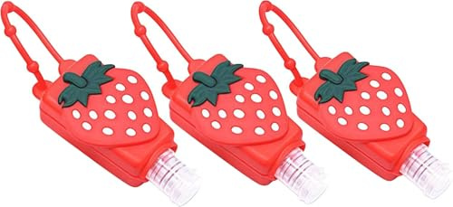 Nlinlin 3Pcs Red Reusable Travel Bottle, Refillable Silicone Case Keychain Carrier, 30ml Capacity, 3 Count, For Travel, Personal Hygiene