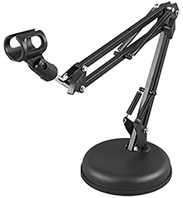 Desk Mic Stand Adjustable Desktop Microphone Tabletop Table Top Short With Gear Fixing Boom Arm