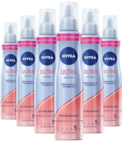 6er Pack - Nivea Styling Haarschaum, Halt 5 – Ultra Strong - 150ml