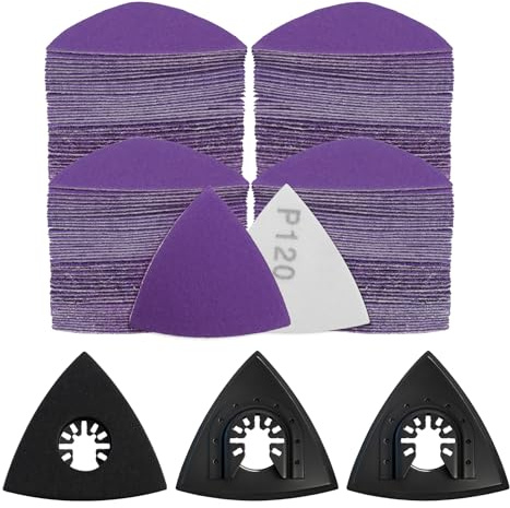 AMZWEI 133PCS Multi Tool Sanding Pad Sandpaper for Dewalt Multi Tool | 3PCS Triangle Sanding Pads,130PCS Sandpaper, 60/80/120/180/240 Grits Multitool for Wood/Plaster Surfaces Polish Sanding