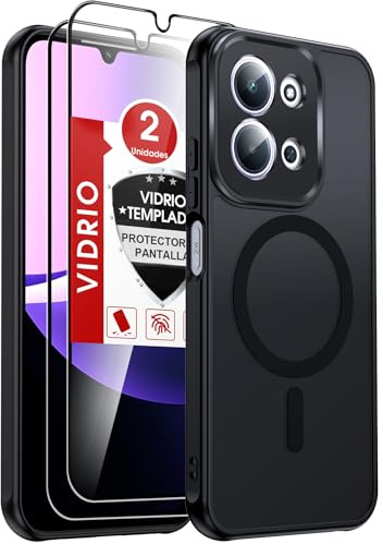 LeYi Funda Magnética para Redmi 15C/15 C 4G/5G/Xiaomi Poco C85 4G, Negro | [2X Protector de Pantalla] Movil Carcasa Antigolpes Helada Translúcida Antihuellas Cuerpo Completo Capa