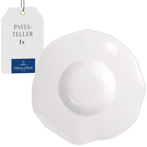 Villeroy & Boch – Pura Pastateller, ca. 29 × 29 × 5,5 cm, Reinweiß, spülmaschinenfest & mikrowellensicher, fließende Form, Teller in Premium Bone Porzellan made in Germany