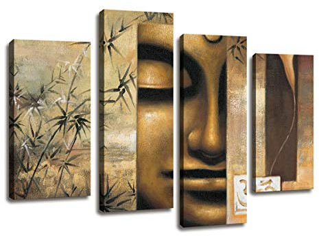 Visario Leinwandbild Buddha 130x80 cm 6157 - Wandbild Zen Meditation auf Leinwand fertig aufgespannt auf Holzrahmen - Modernes Kunstdruck Motiv für Wohnzimmer Schlafzimmer Büro Yoga Raum