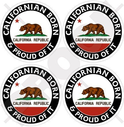 California Californian Born & Stolz, USA Amerika 50 mm (5,1 cm) Vinyl bumper-helmet Sticker, Aufkleber X4