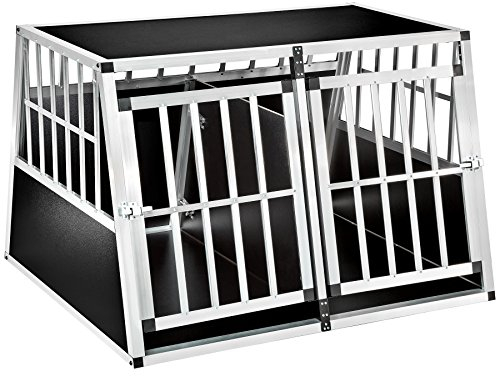 tectake® Box da Trasporto Doppio per Cane, Design Sicuro, Facile da Montare e Pulire, Materiali Resistenti, Adatto per Automobile, Trasportino, Dimensioni 104x90,5x69 cm - con Divisorio