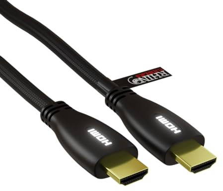 rhinocables - 4K HDMI LED Light Up Cable | Braided High Speed Gold Ends | ARC, UHD for Gaming, Xbox, PS4, Sky, Virgin, BT, DVD, Fire TV | HDMI Type A, White, 3m