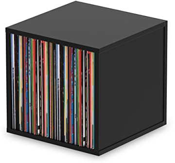 Glorious Record Box black 110 - bis zu 110 Platten im 12''-Format, Problemlos stapelbar, optisch abgestimmt, Lieferung ohne Dekoration, schwarz