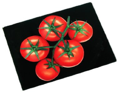 Premier Housewares Glass Chopping Board with Tomato Design - Black