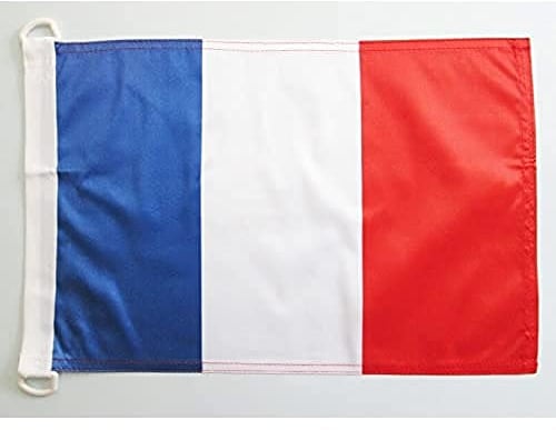 AZ FLAG - Drapeau France - 45x30 cm - Pavillon Nautique Français Spécial Bateau Et Extérieur En Maille Bloquée Avec Anneaux Plastiques Intégrés - 30g