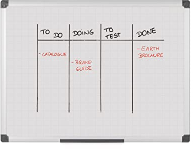 Bi-Office Maya Gridded Magnetic Aluminium Framed Whiteboard 120x90